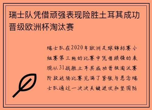 瑞士队凭借顽强表现险胜土耳其成功晋级欧洲杯淘汰赛 瑞士队凭借顽强表现险胜土耳其成功晋级欧洲杯淘汰赛